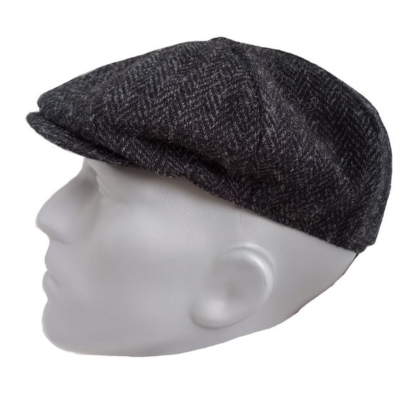 PEAKY BLINDERS Hartside Harris Tweed® Arran 8pc Cap HS15 BLACK - PICK SIZE - Picture 6 of 12